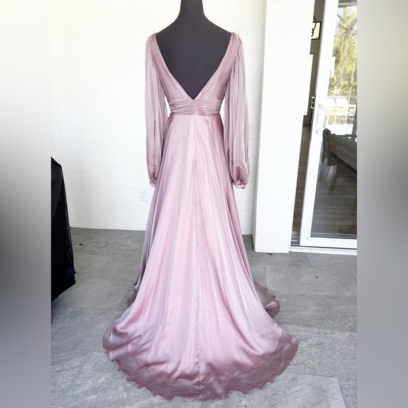 Mac Duggal Evening 67414D Long Sleeve Deep V-Neck Gown Size 4 Prom Pageant Dress - Picture 9 of 11